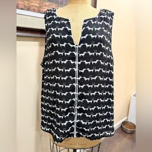 Modcloth Black and White Hearts and Dogs Top